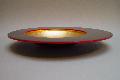 Rimmed Bowl with Off-set Rim: 2H x 11 Dia; Copper, 23K Gold Leaf, Red Striping-tape